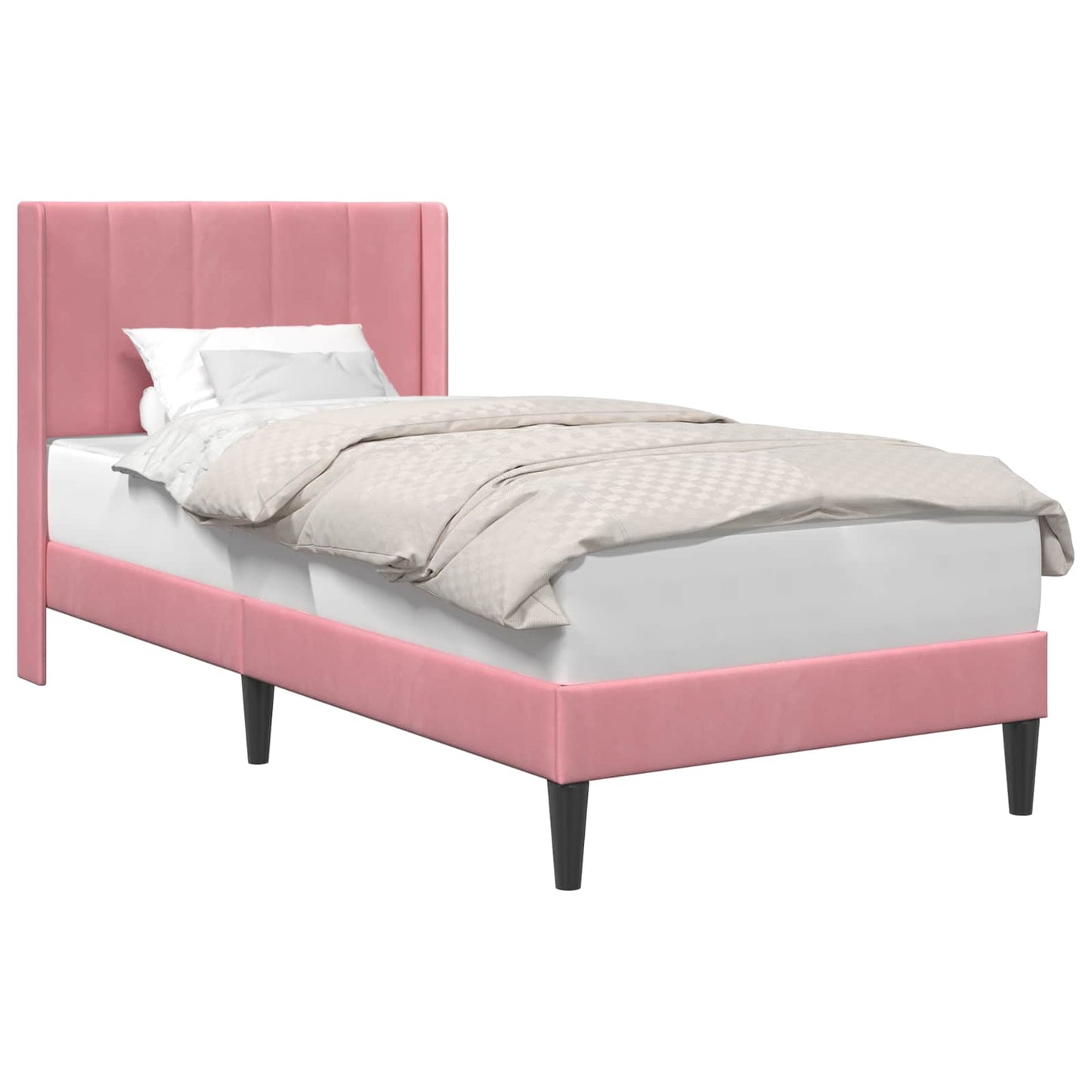 Struttura del letto con testiera Rosa 100 x 200 cm Velluto | homemem39