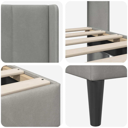 Struttura del letto Grigio Chiaro 140 x 190 cm Velluto | homemem39
