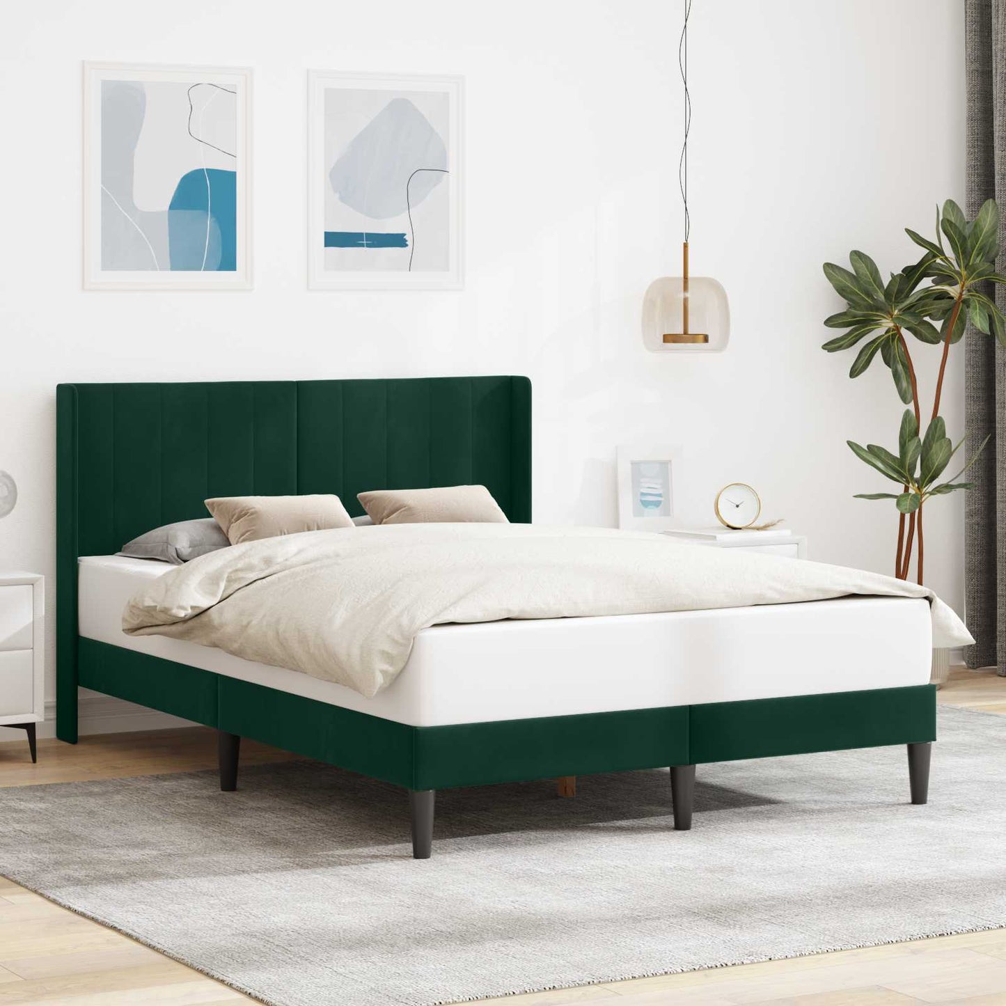 Struttura del letto Verde Scuro 140 x 190 cm Velluto | homemem39