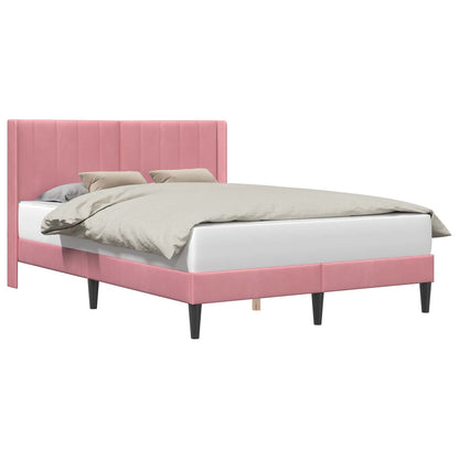 Struttura del letto con testiera Rosa 140 x 190 cm Velluto | homemem39