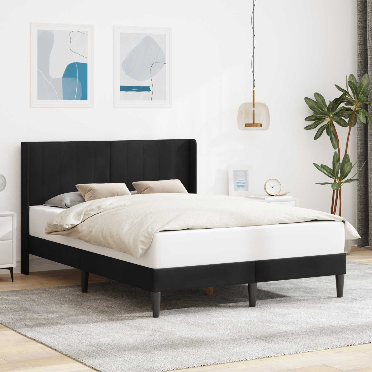 Struttura del letto con testiera Nero 140 x 190 cm Velluto | homemem39