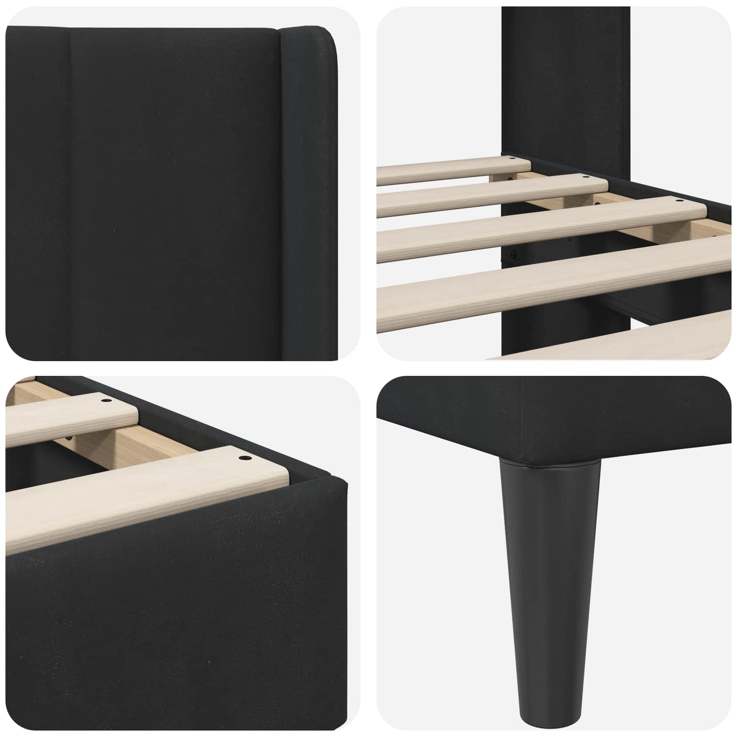 Struttura del letto con testiera Nero 160 x 200 cm Velluto | homemem39