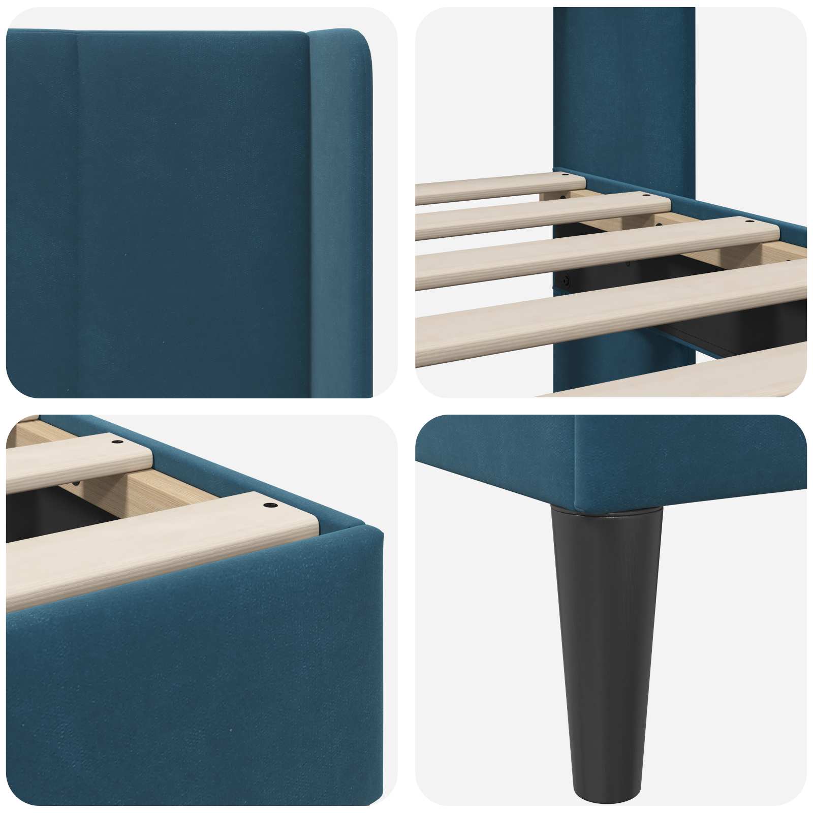 Struttura del letto con testiera Blu 160 x 200 cm Velluto | homemem39