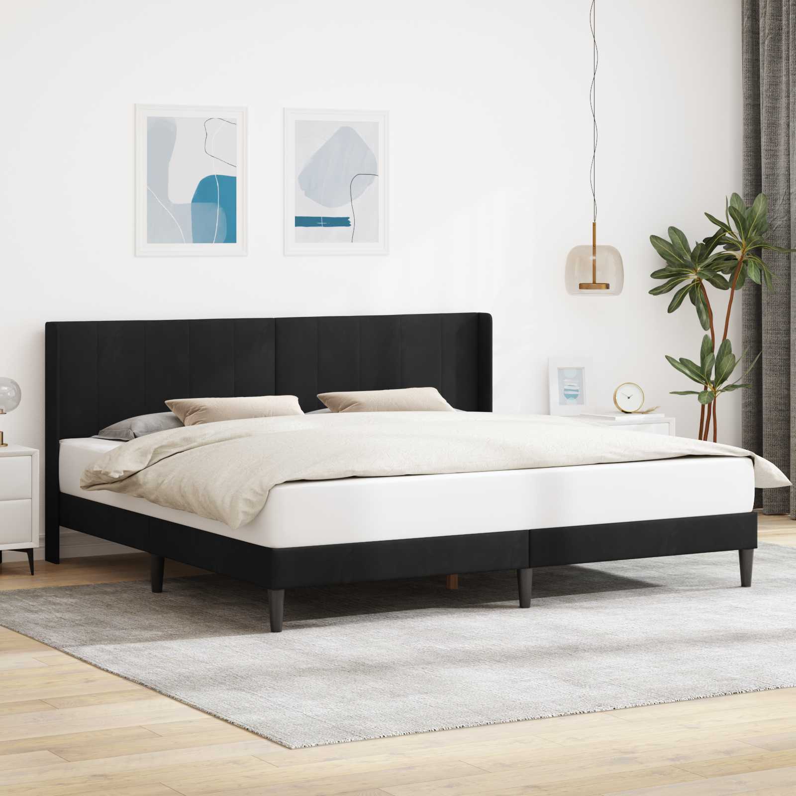 Struttura del letto con testiera Nero 180 x 200 cm Velluto | homemem39