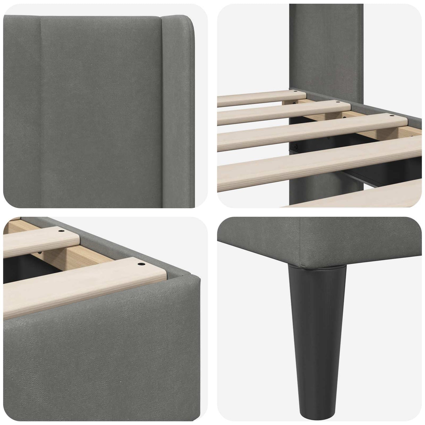 Struttura del letto Grigio Scuro 100 x 190 cm Velluto | homemem39