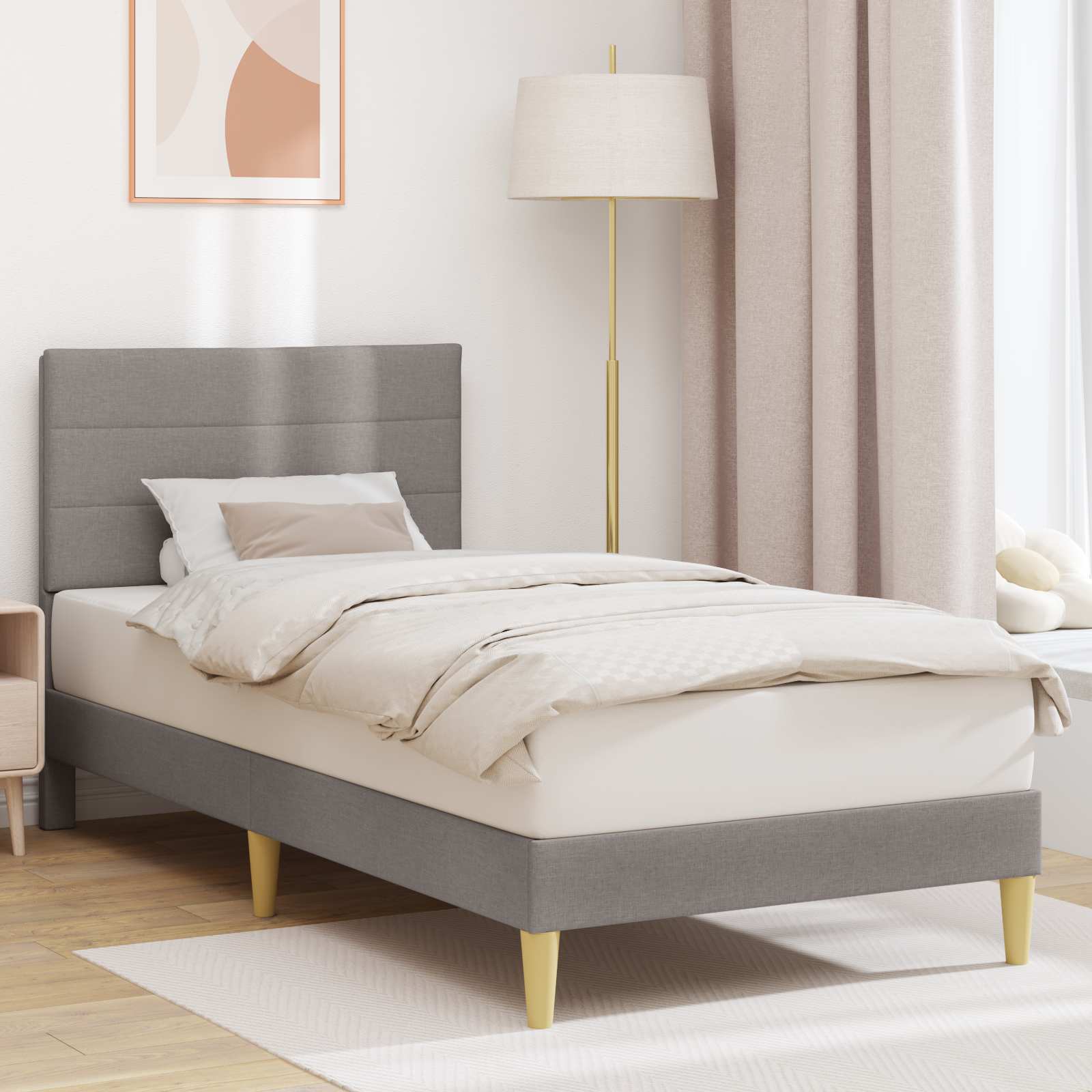 Struttura del letto con testiera Tortora 80 x 200 cm Tessuto | homemem39