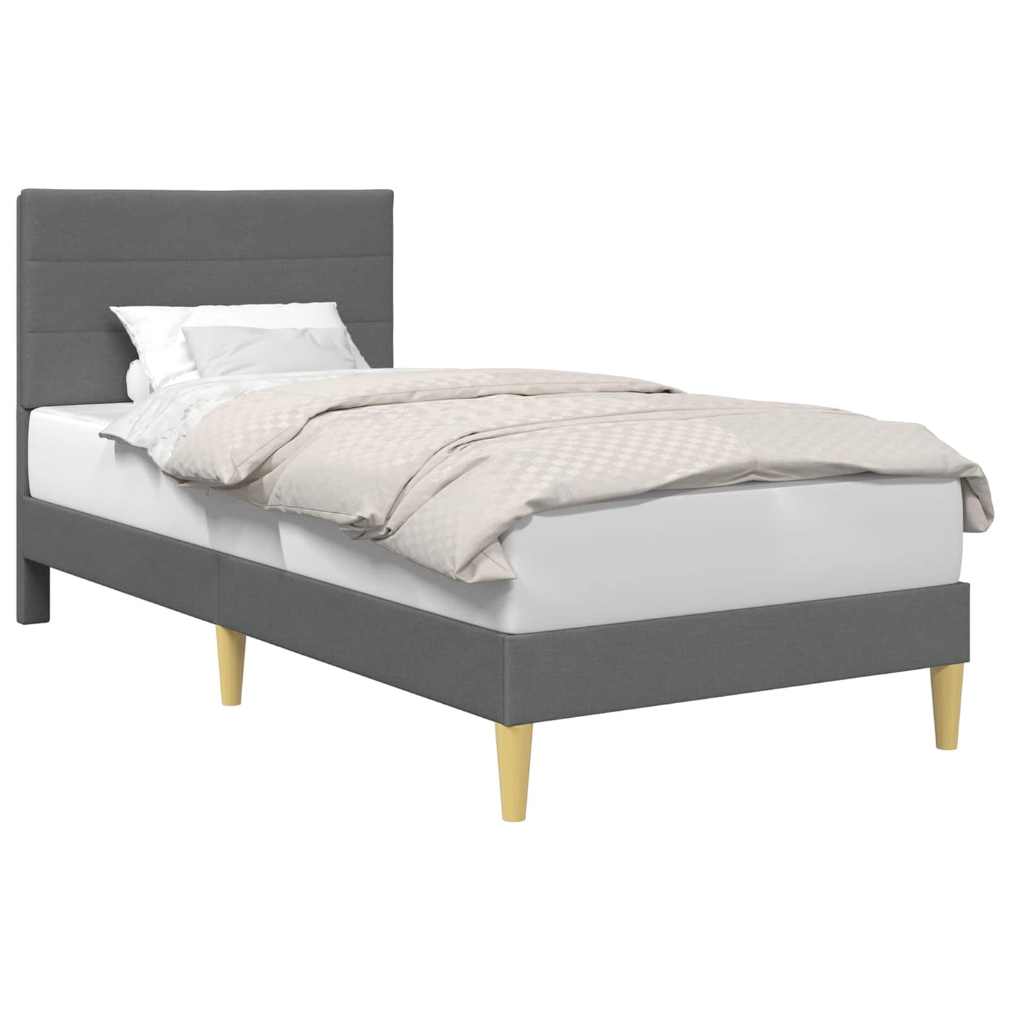 Struttura del letto Grigio Scuro 90 x 190 cm Tessuto | homemem39