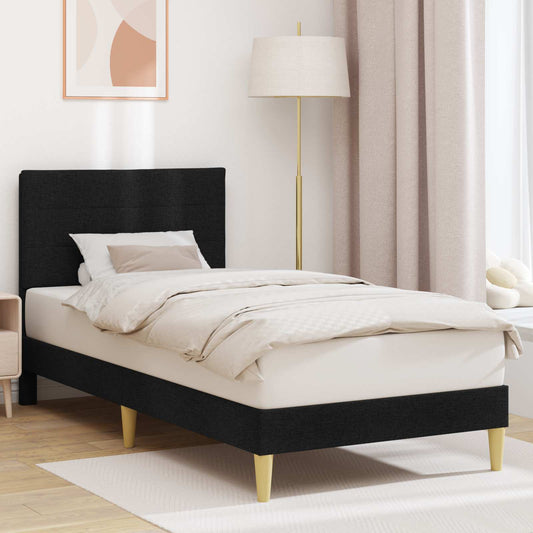 Struttura del letto con testiera Nero 90 x 190 cm Tessuto | homemem39