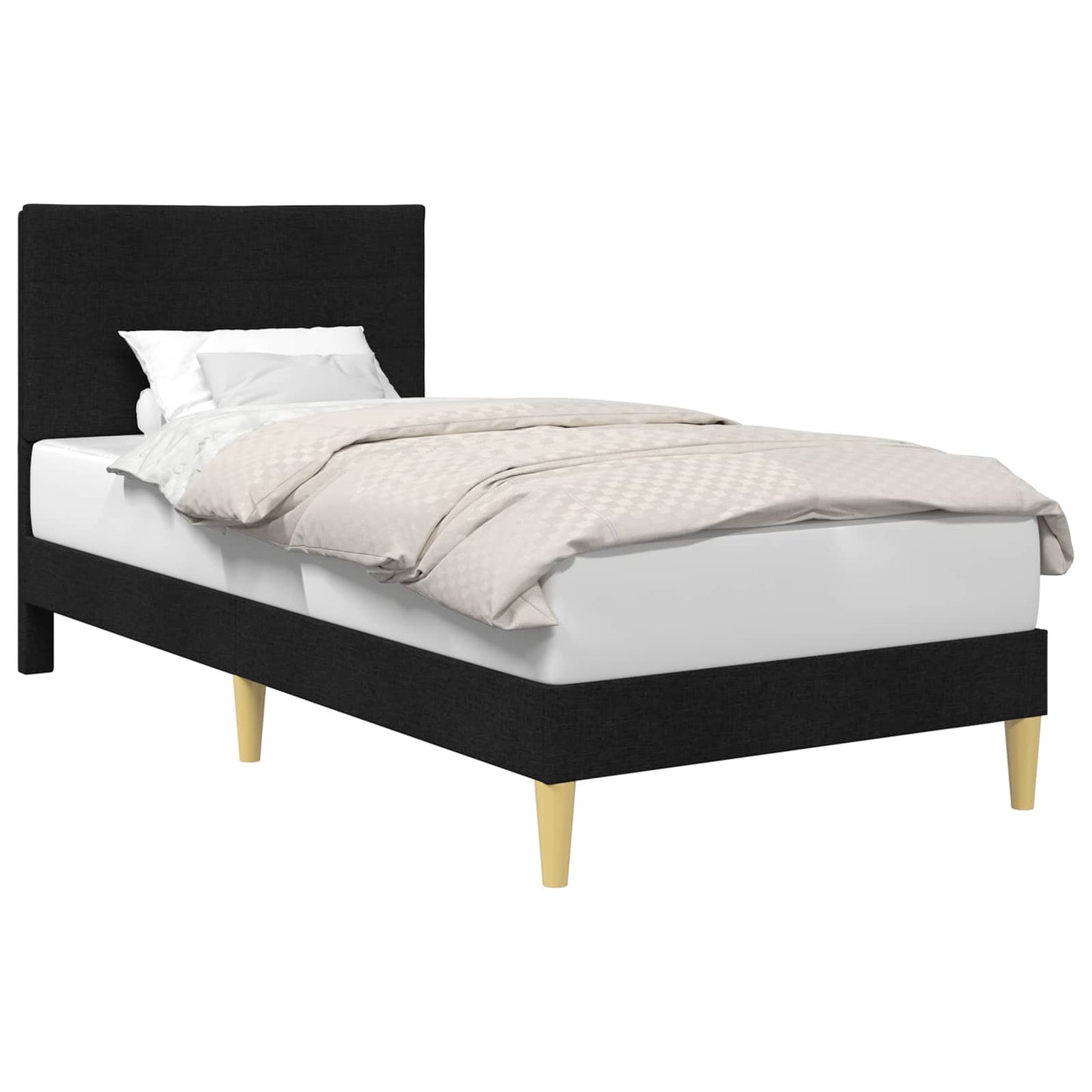 Struttura del letto con testiera Nero 90 x 200 cm Tessuto | homemem39