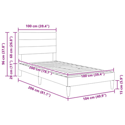 Struttura del letto con testiera Tortora 100 x 200 cm Tessuto | homemem39