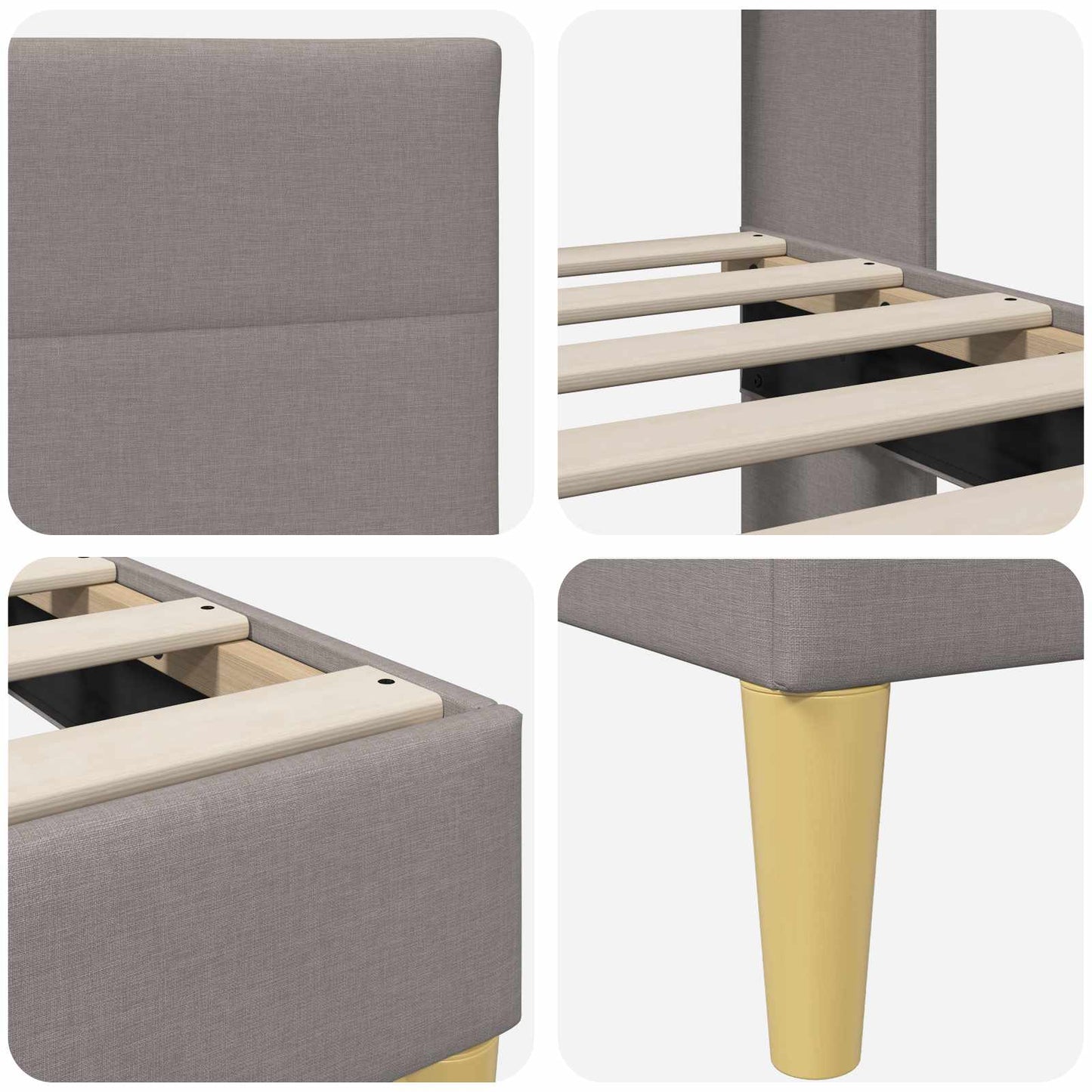 Struttura del letto con testiera Tortora 120 x 190 cm Tessuto | homemem39