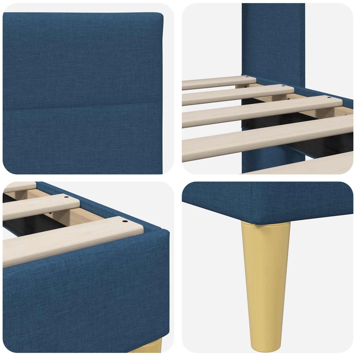 Struttura del letto con testiera Blu 120 x 190 cm Tessuto | homemem39