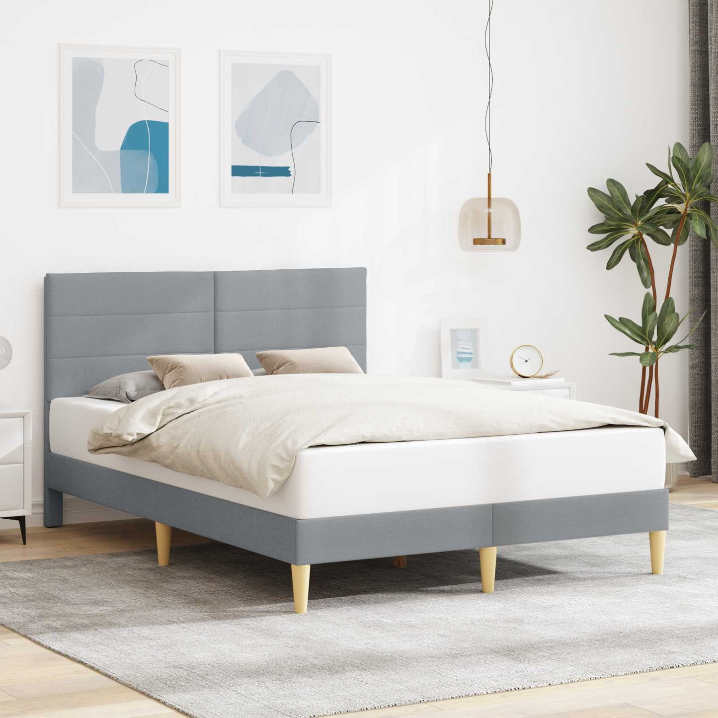 Struttura del letto Grigio Chiaro 120 x 200 cm Tessuto | homemem39