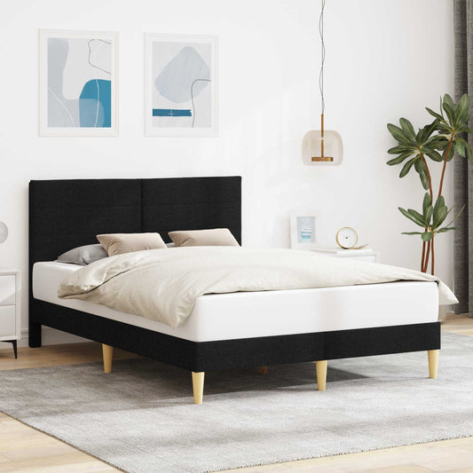 Struttura del letto con testiera Nero 140 x 190 cm Tessuto | homemem39