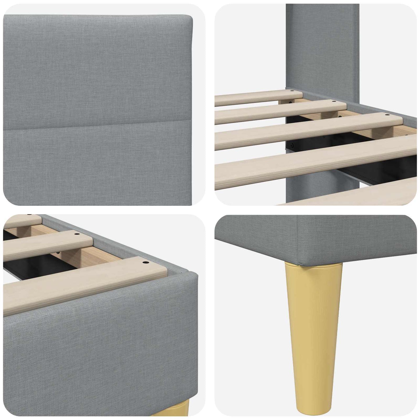 Struttura del letto Grigio Chiaro 200 x 200 cm Tessuto | homemem39