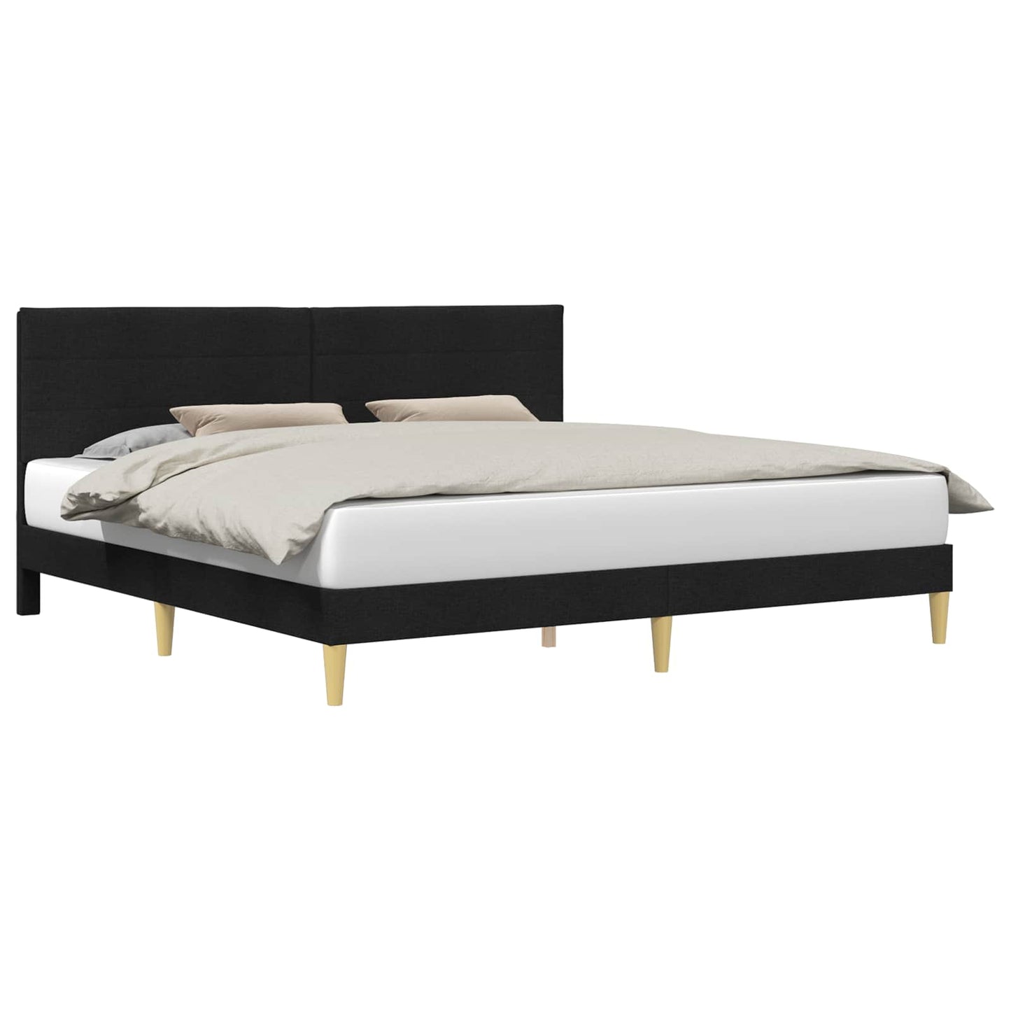 Struttura del letto con testiera Nero 200 x 200 cm Tessuto | homemem39