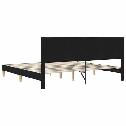 Struttura del letto con testiera Nero 200 x 200 cm Tessuto | homemem39