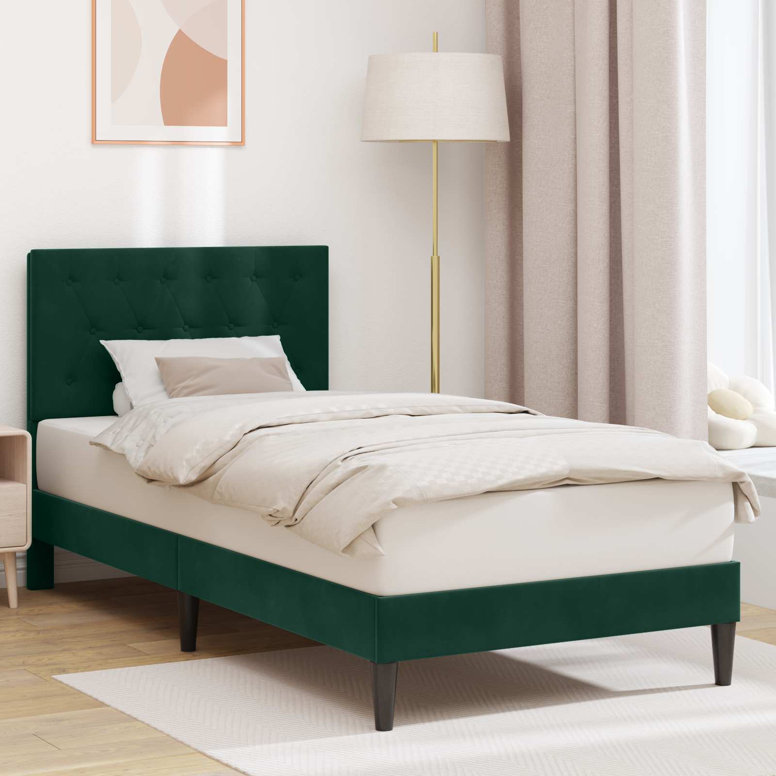 Struttura del letto Verde Scuro 80 x 200 cm Velluto | homemem39