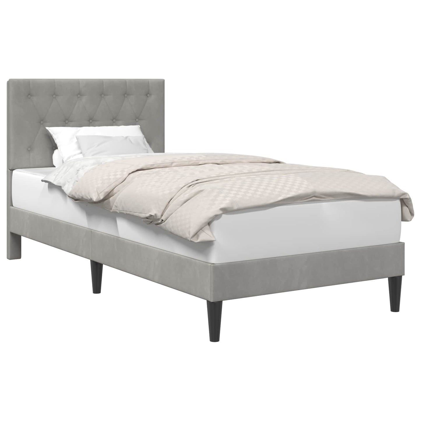 Struttura del letto Grigio Chiaro 90 x 200 cm Velluto | homemem39