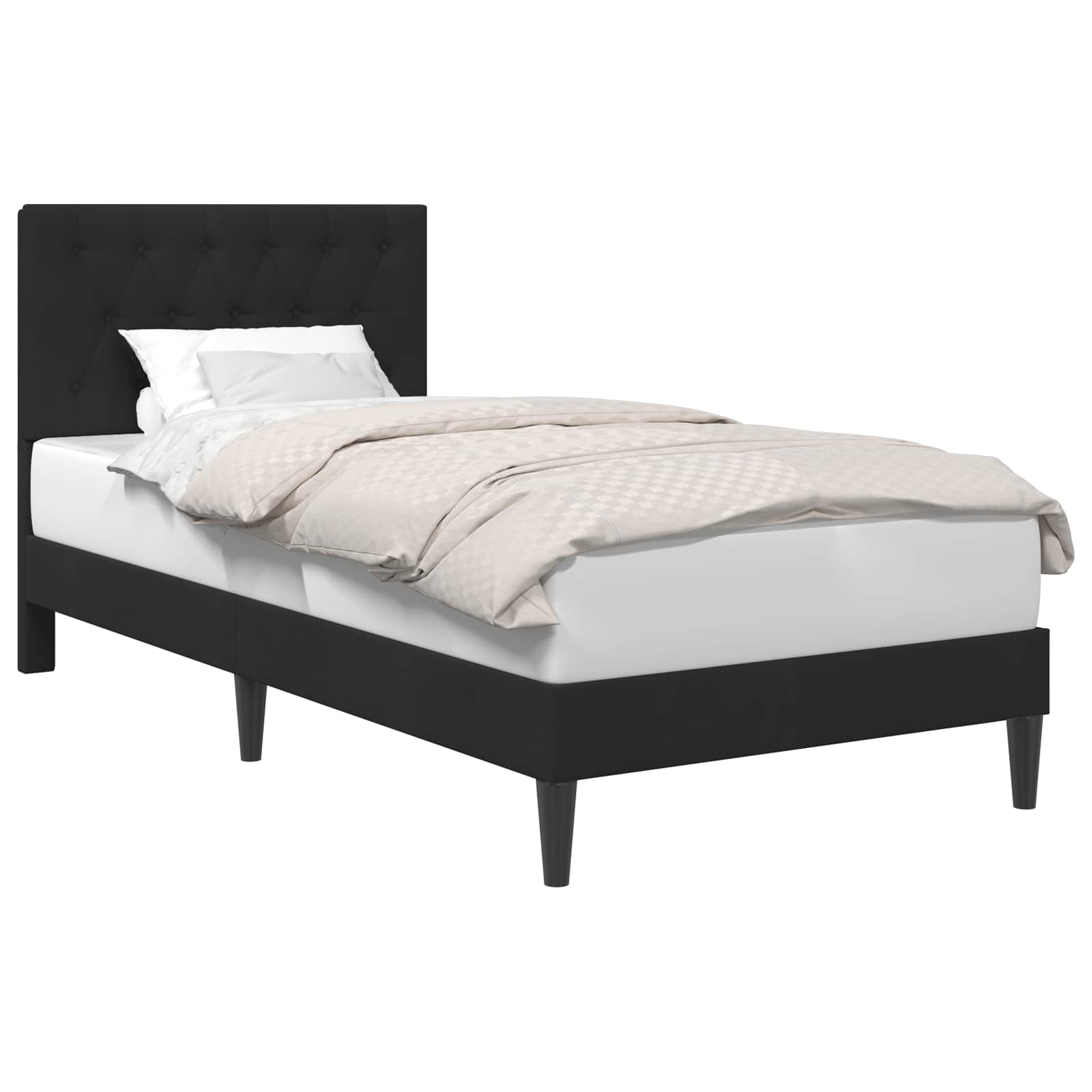 Struttura del letto con testiera Nero 90 x 200 cm Velluto | homemem39