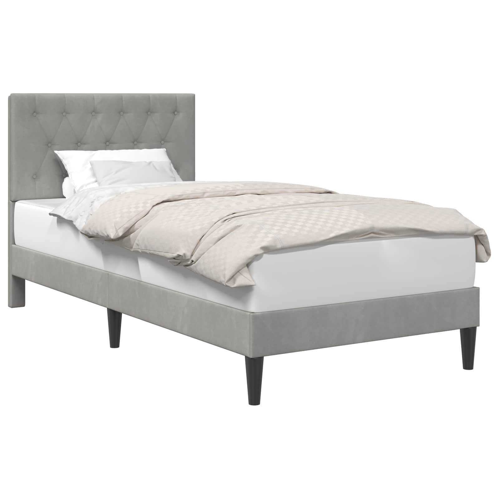 Struttura del letto Grigio Chiaro 100 x 200 cm Velluto | homemem39