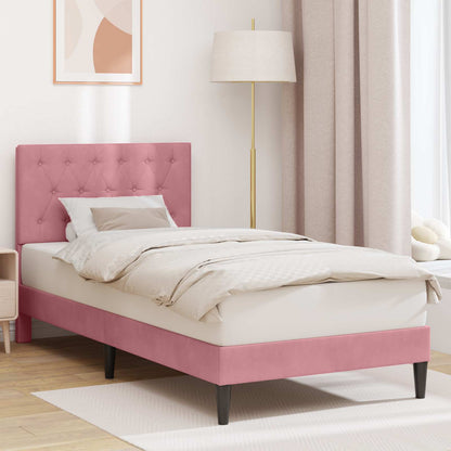 Struttura del letto con testiera Rosa 100 x 200 cm Velluto | homemem39