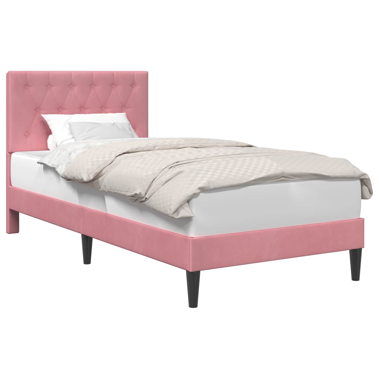 Struttura del letto con testiera Rosa 100 x 200 cm Velluto | homemem39