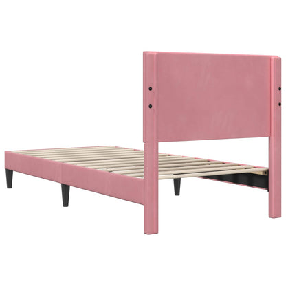 Struttura del letto con testiera Rosa 100 x 200 cm Velluto | homemem39