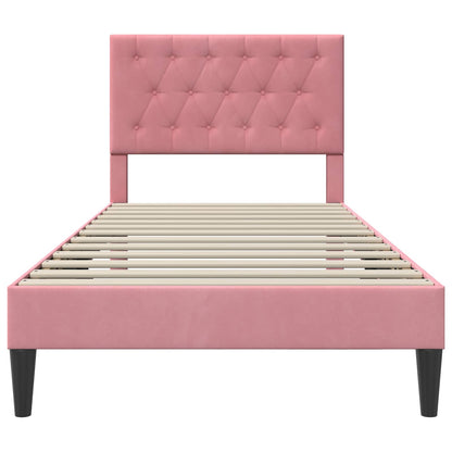 Struttura del letto con testiera Rosa 100 x 200 cm Velluto | homemem39