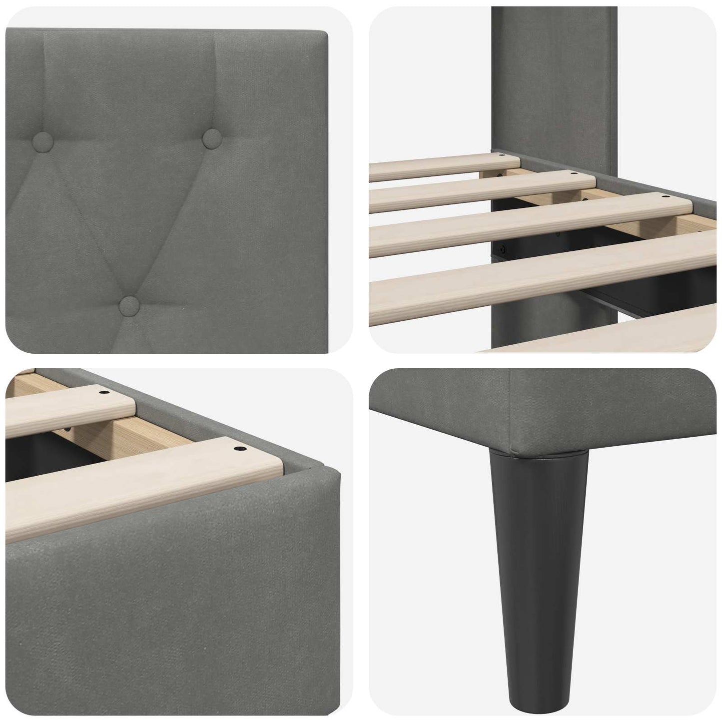Struttura del letto Grigio Scuro 120 x 190 cm Velluto
