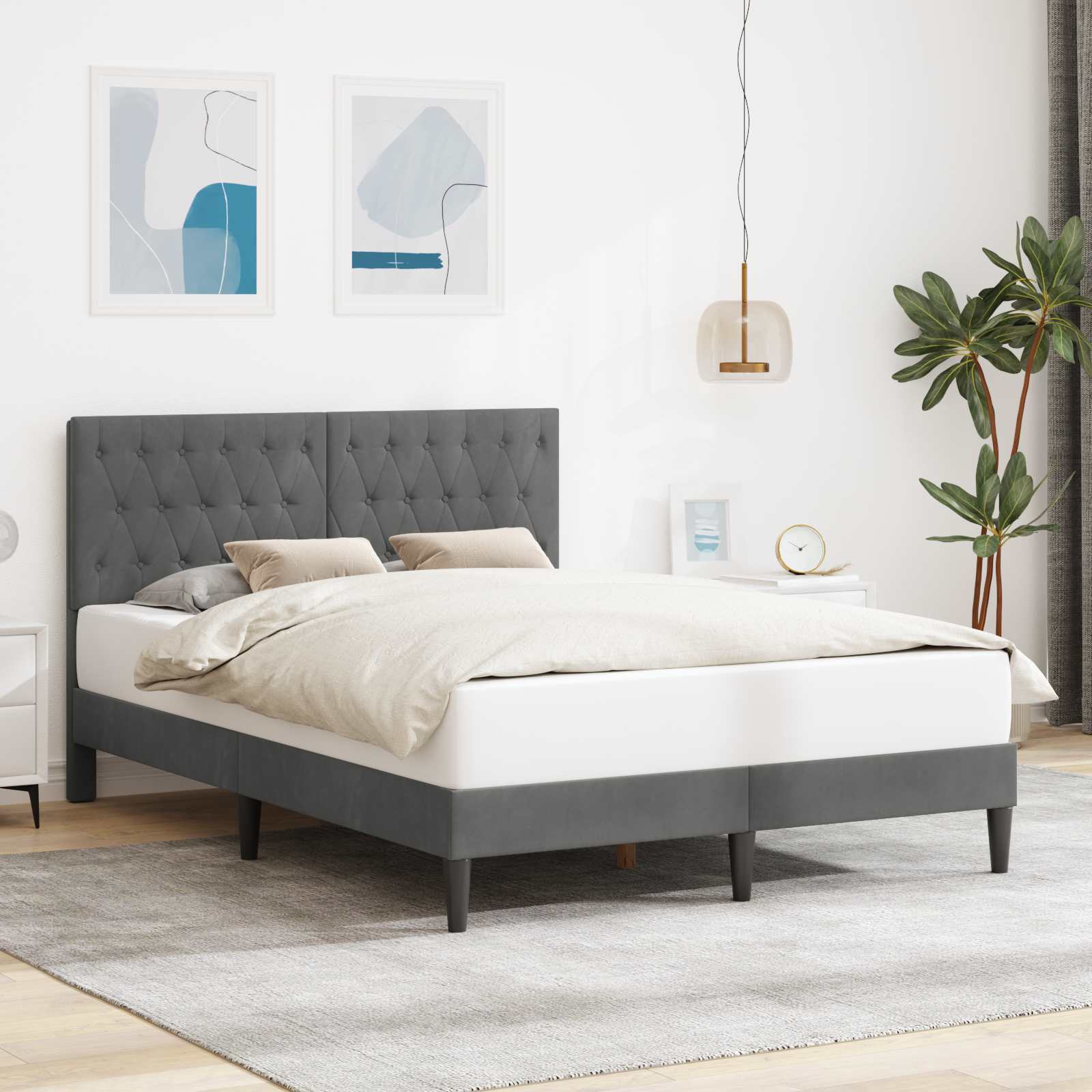 Struttura del letto Grigio Scuro 120 x 190 cm Velluto | homemem39