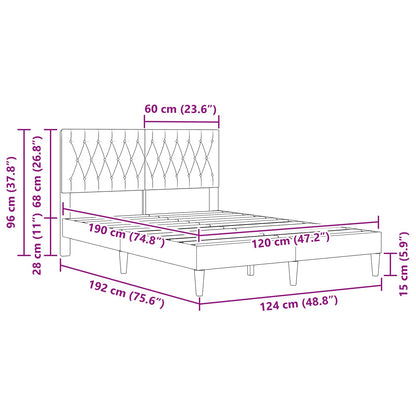 Struttura del letto Grigio Scuro 120 x 190 cm Velluto
