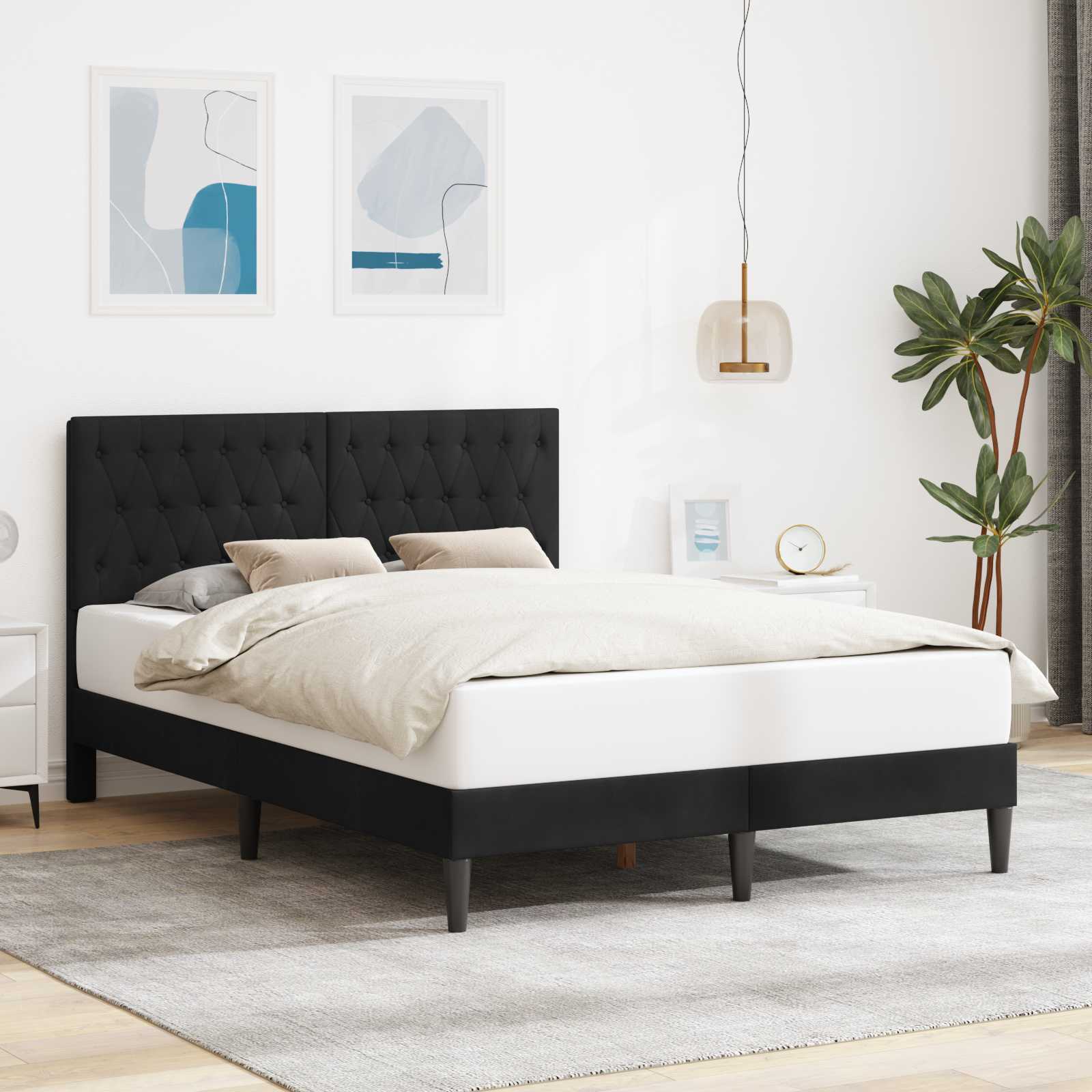 Struttura del letto con testiera Nero 120 x 200 cm Velluto | homemem39
