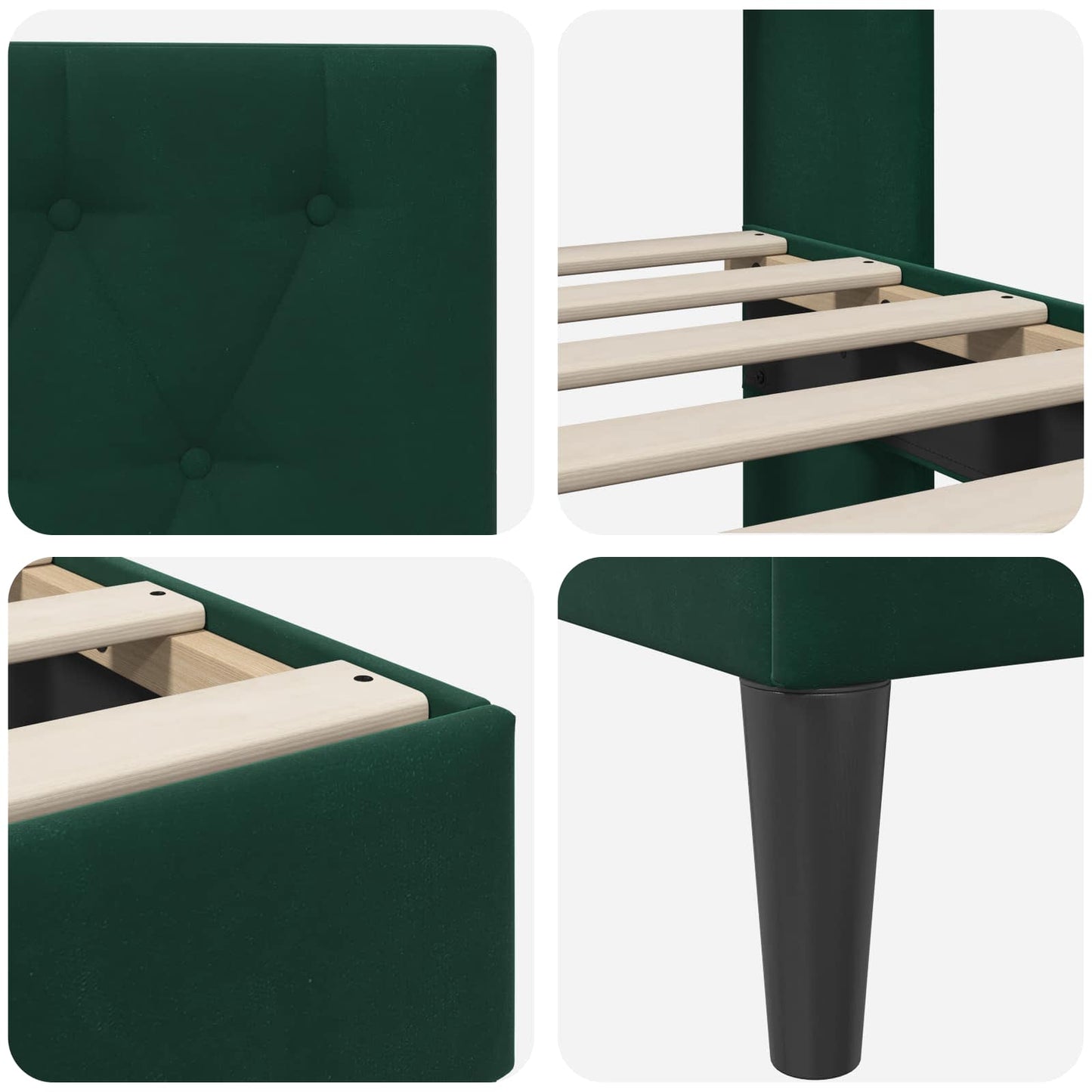 Struttura del letto Verde Scuro 140 x 190 cm Velluto | homemem39