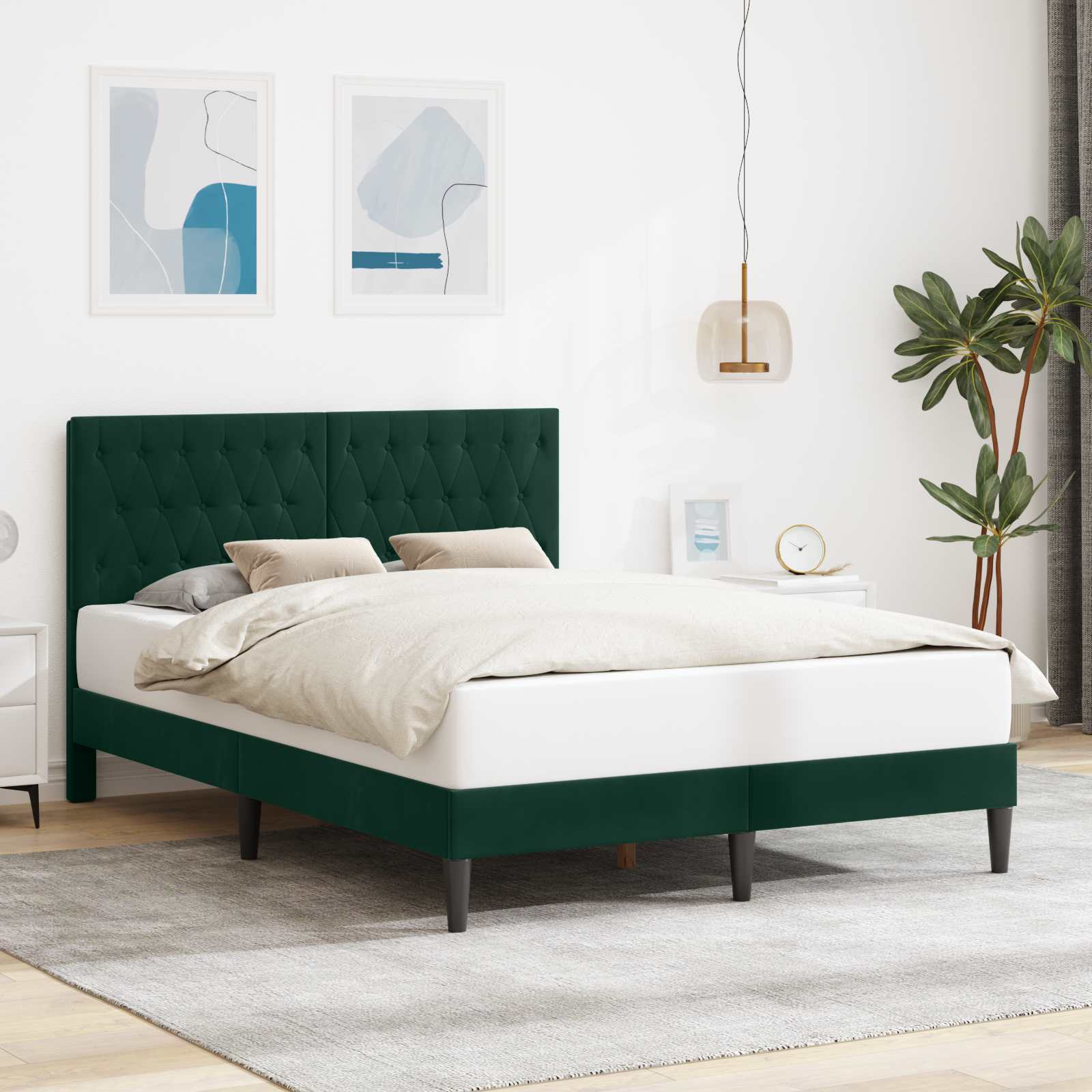 Struttura del letto Verde Scuro 140 x 190 cm Velluto | homemem39