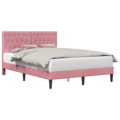 Struttura del letto con testiera Rosa 140 x 190 cm Velluto | homemem39
