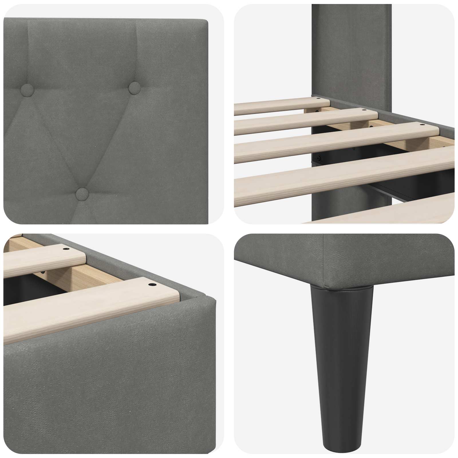 Struttura del letto Grigio Scuro 140 x 200 cm Velluto | homemem39