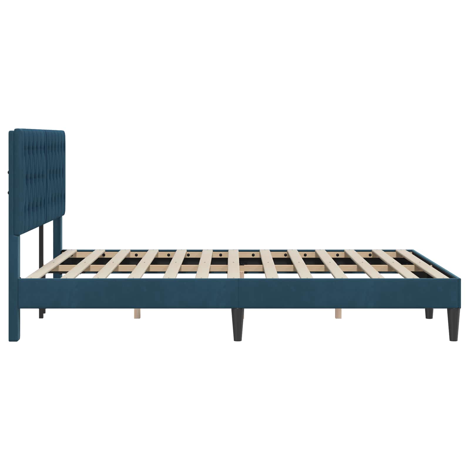 Struttura del letto con testiera Blu 140 x 200 cm Velluto | homemem39