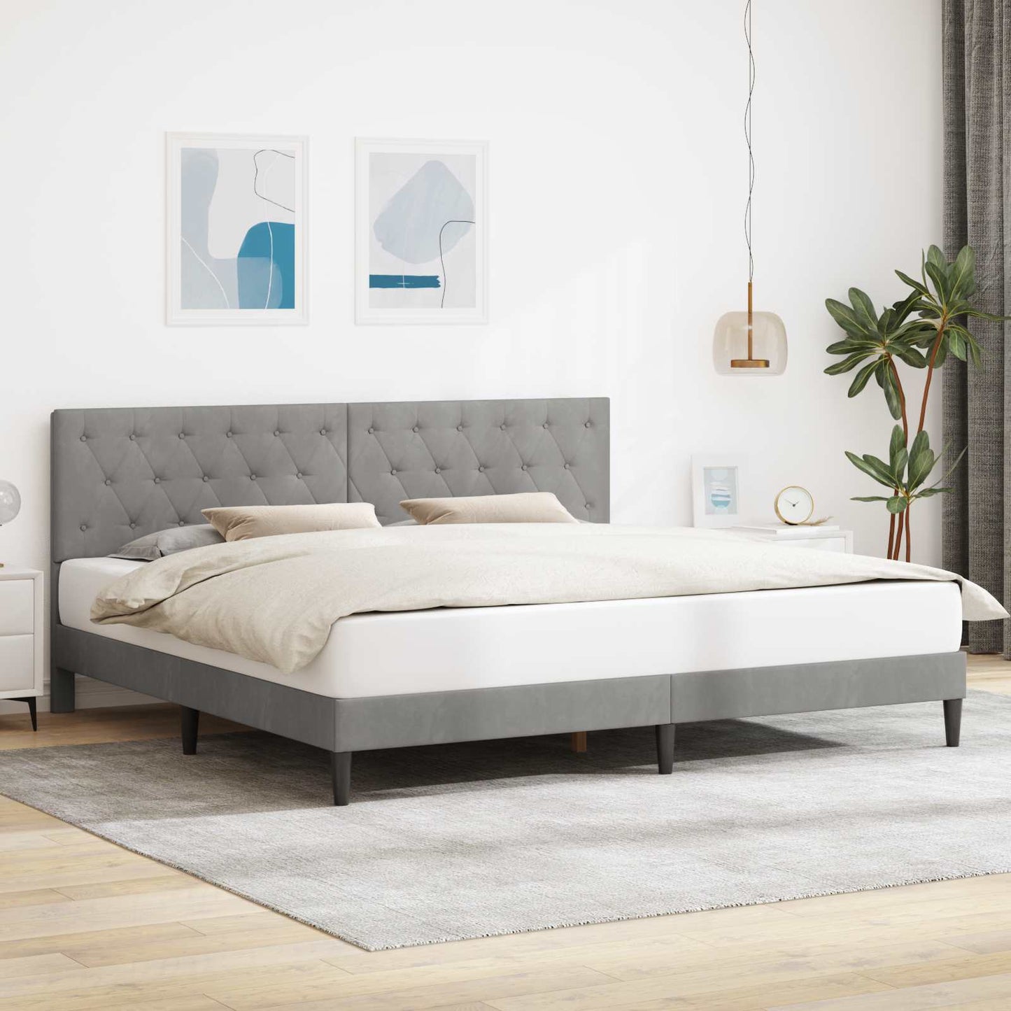Struttura del letto Grigio Chiaro 180 x 200 cm Velluto | homemem39