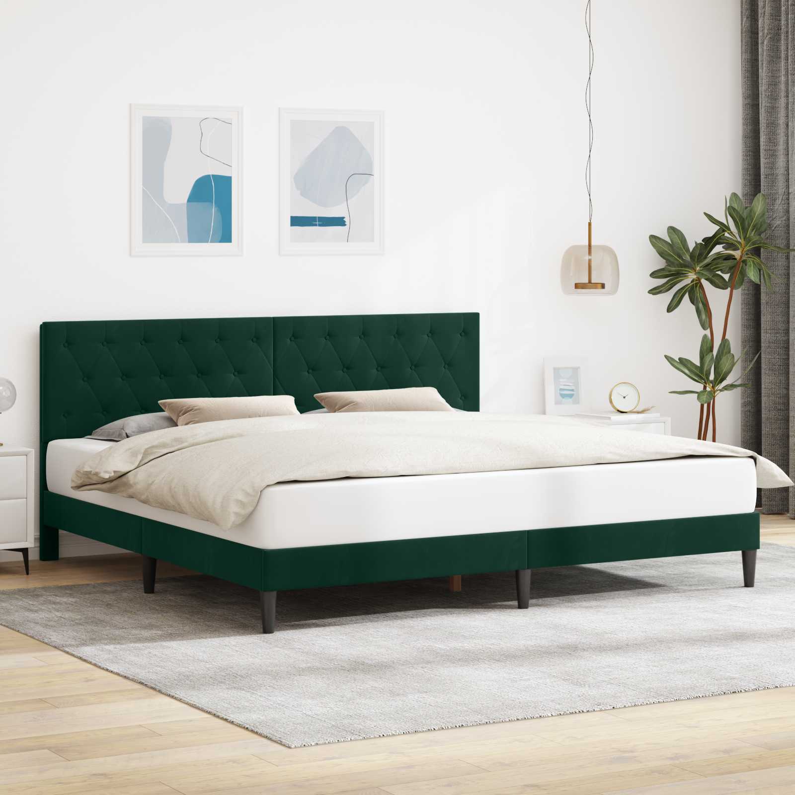 Struttura del letto Verde Scuro 180 x 200 cm Velluto | homemem39