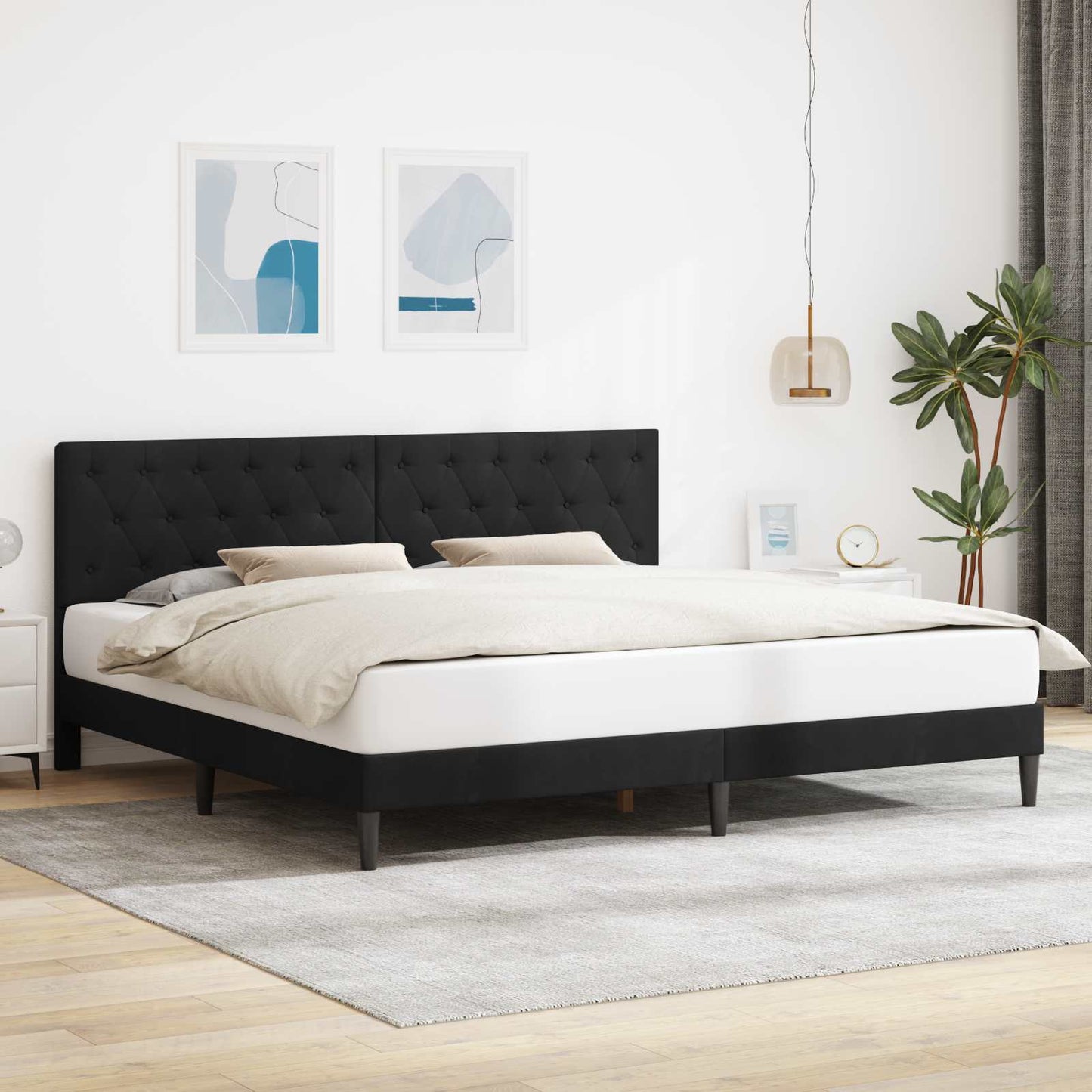 Struttura del letto con testiera Nero 180 x 200 cm Velluto | homemem39