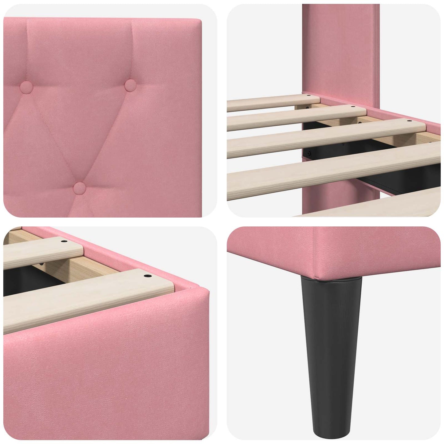 Struttura del letto con testiera Rosa 200 x 200 cm Velluto | homemem39