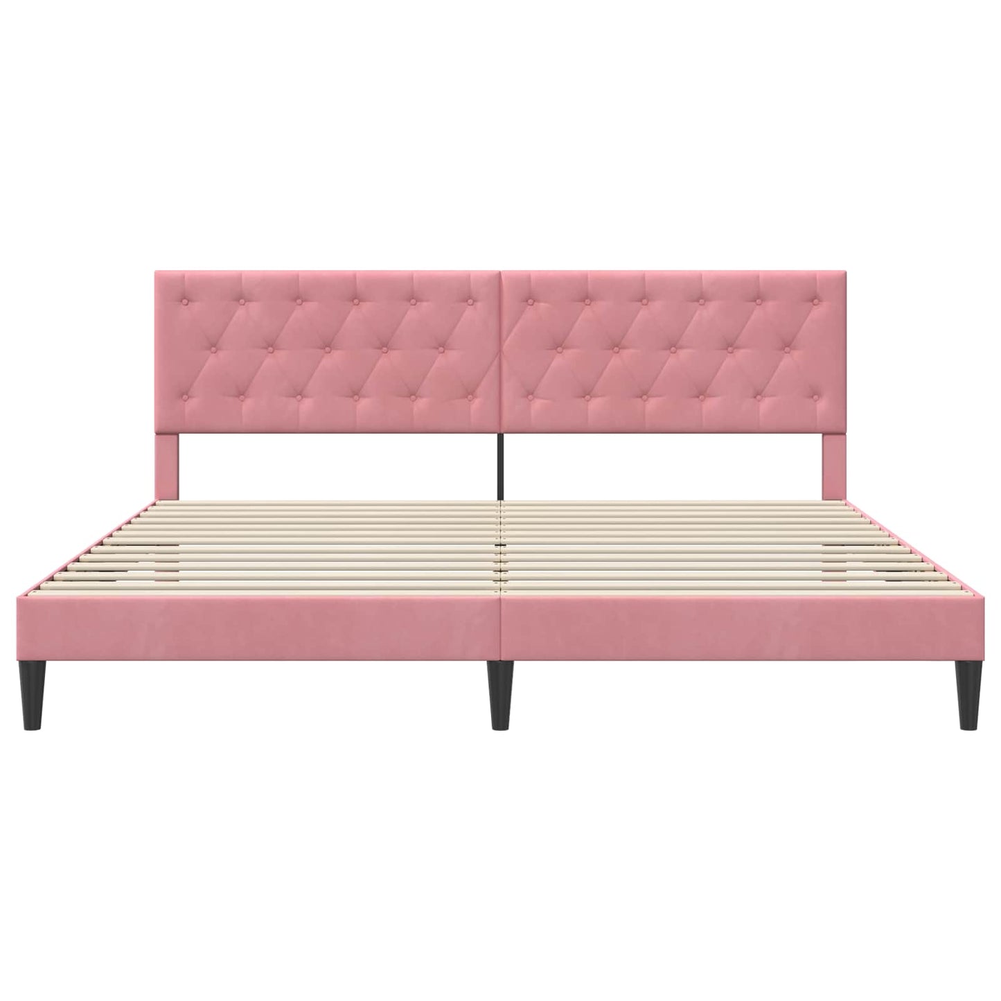 Struttura del letto con testiera Rosa 200 x 200 cm Velluto | homemem39