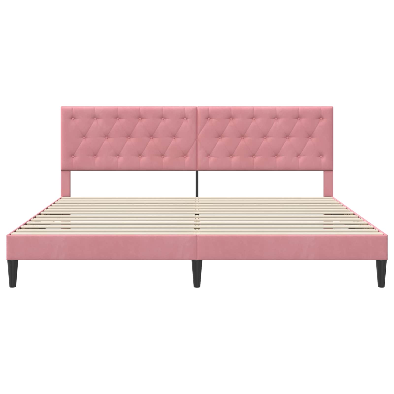 Struttura del letto con testiera Rosa 200 x 200 cm Velluto | homemem39