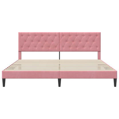 Struttura del letto con testiera Rosa 200 x 200 cm Velluto | homemem39