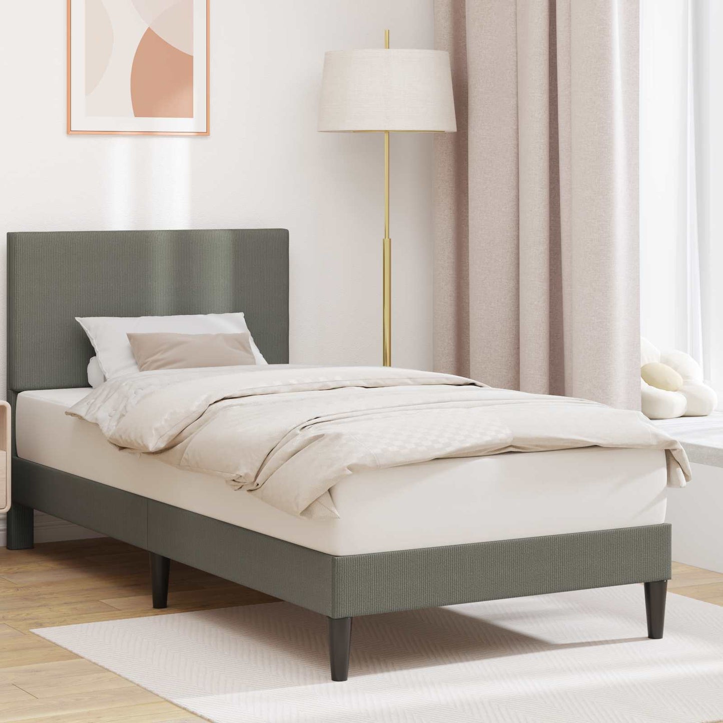 Struttura del letto Grigio Chiaro 80 x 200 cm Tessuto in Cords | homemem39