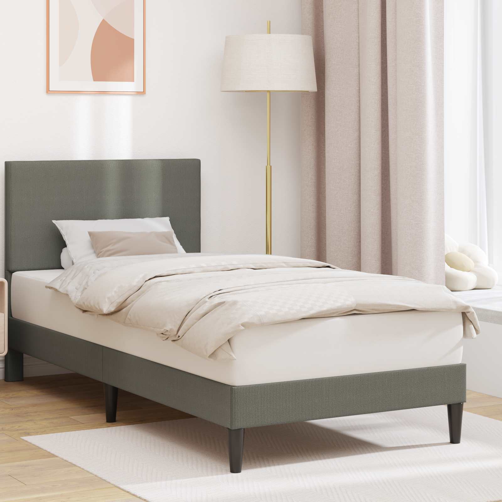 Struttura del letto Grigio Chiaro 100 x 200 cm Tessuto in Cords | homemem39