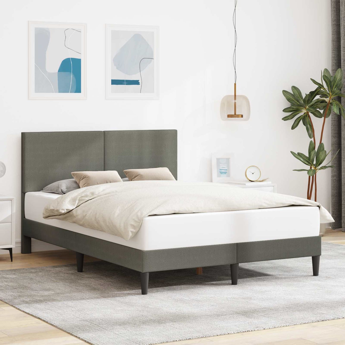 Struttura del letto Grigio Chiaro 120 x 200 cm Tessuto in Cords | homemem39