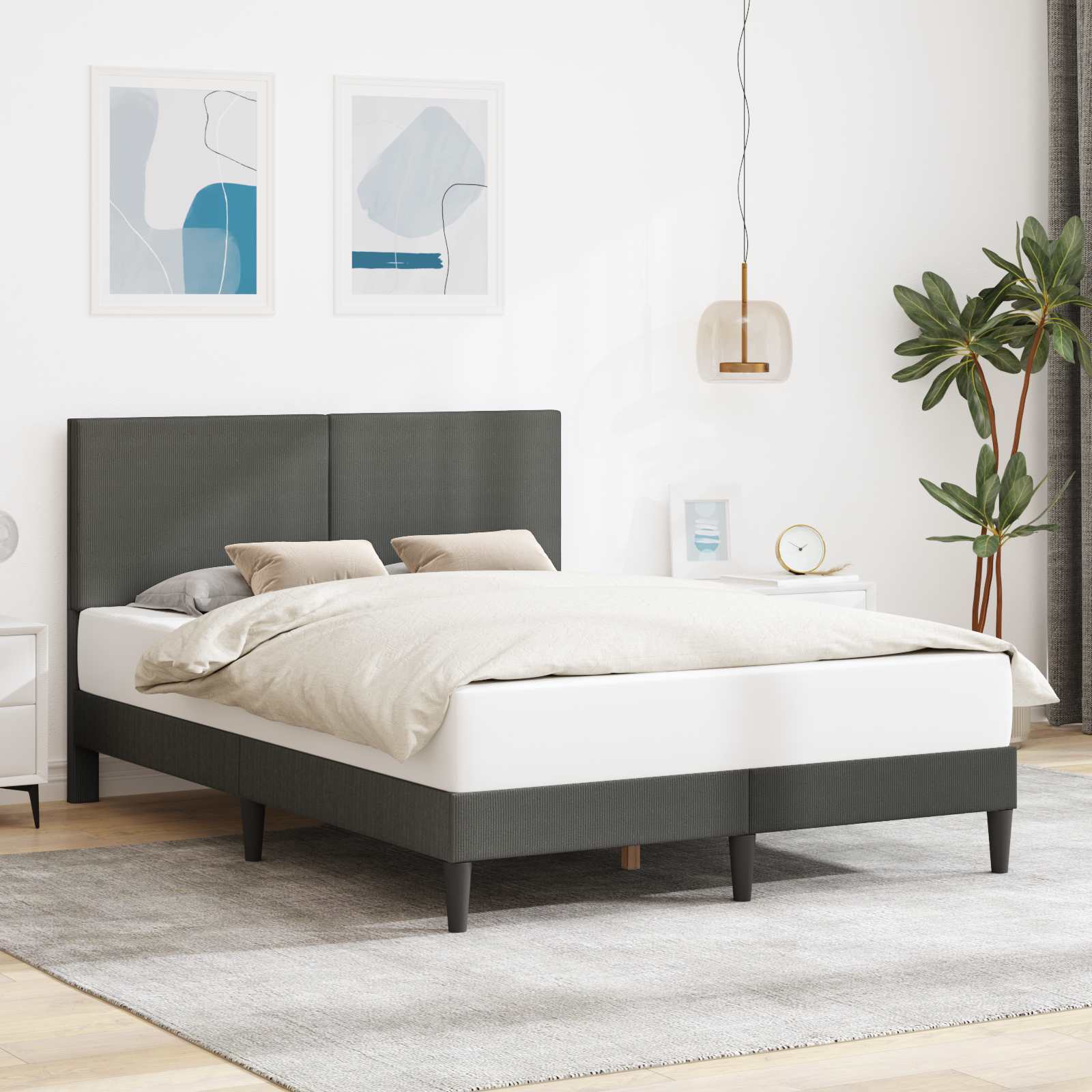 Struttura del letto Grigio Scuro 140 x 200 cm Tessuto in Cords | homemem39