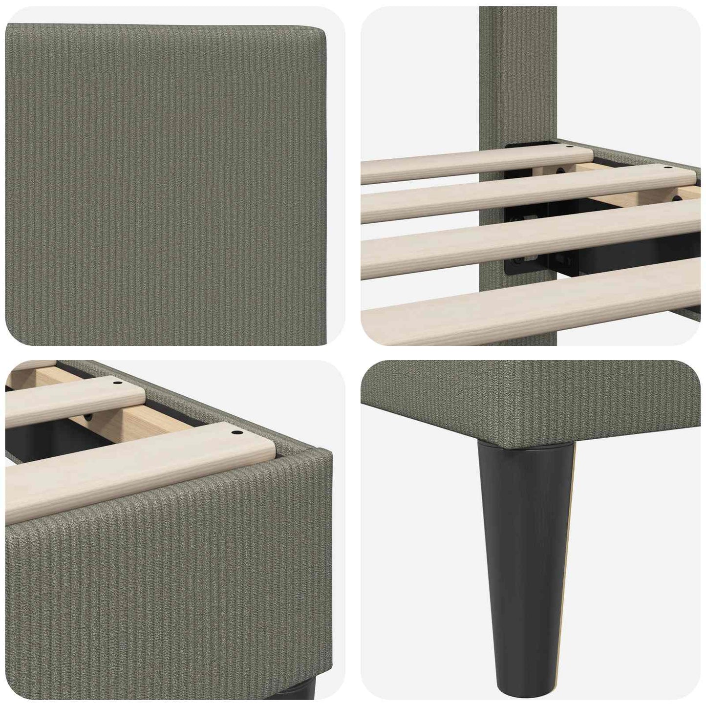 Struttura del letto Grigio Chiaro 180 x 200 cm Tessuto in Cords